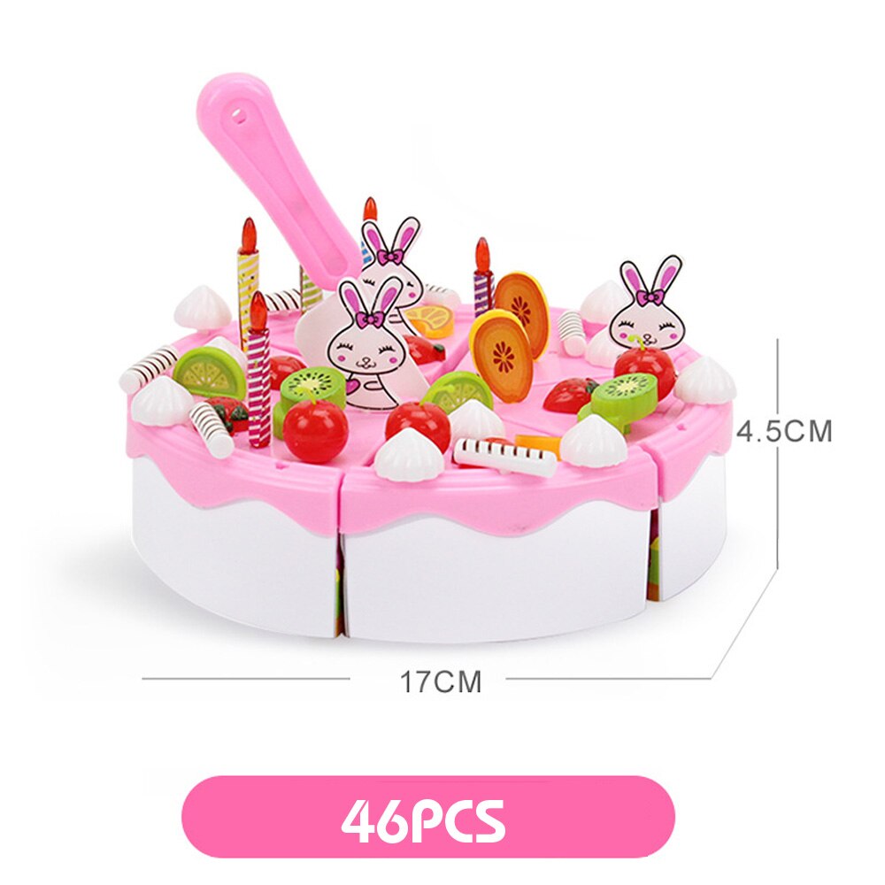 103Pcs Diy Fantasiespel Fruit Snijden Verjaardagstaart Keuken Voedsel Speelgoed Cocina De Juguete Speelgoed Roze Blauw Meisjes voor Kinderen: 46pcs pink