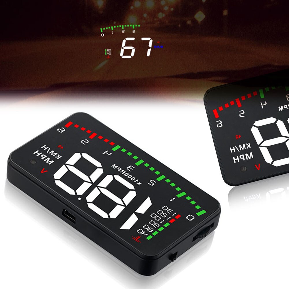 A900 Auto HUD Head Up Display OBD II Snelheidsmeter KM/h Snelheid Waarschuwing Alarm Scherm 3.5 inch HD Display