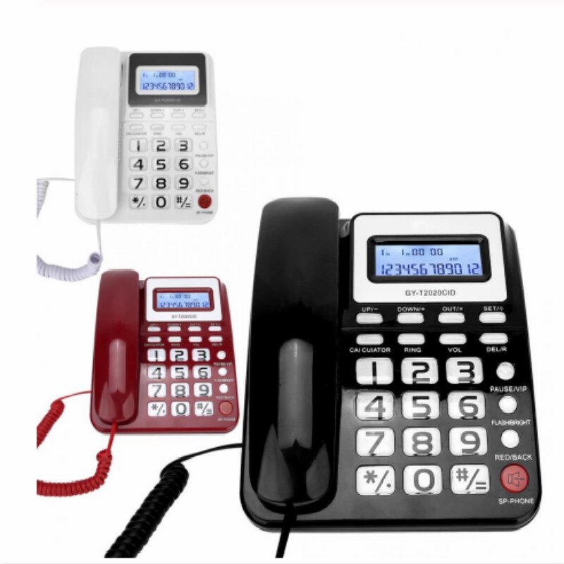 Telefoon, nummerherkenning, thuiskantoor, batterijloze witte bedrade telefoon met luidspreker, voicerecorder, telefoon met nummerherkenning