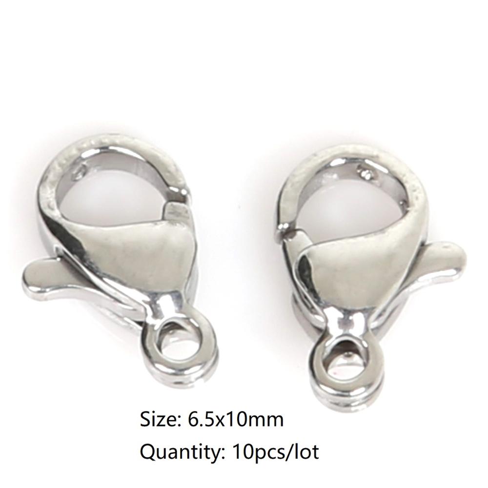 Rvs Karabijn Haken Staart Clip Sluitingen Hanger Connectors Voor Diy Sieraden Maken Ketting Armband Accessoires: 6.5x10mm