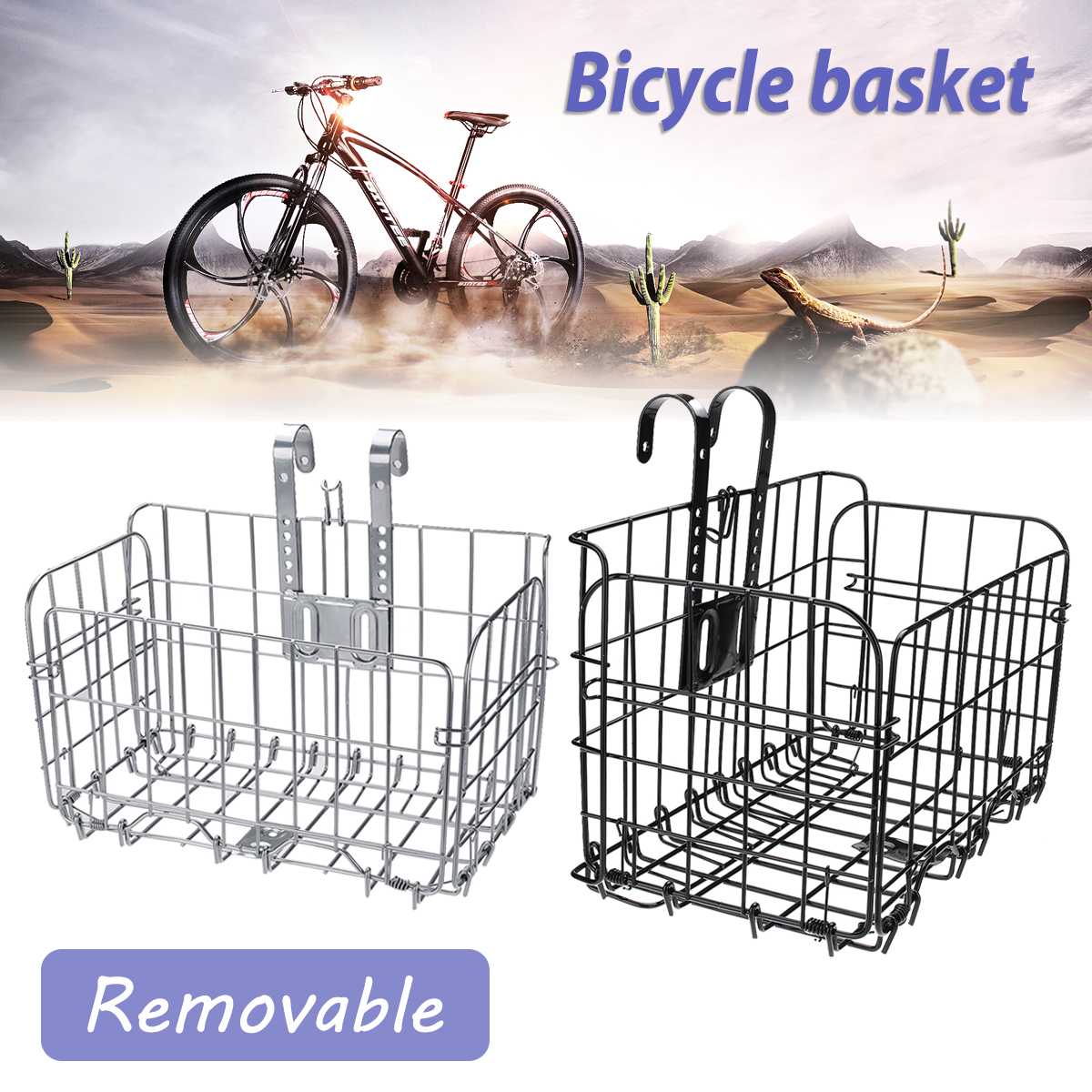Cykel cykel kurv bageste taske foldbar metal wire kurv cykeltaske cykelholdere opbevaring mountainbike