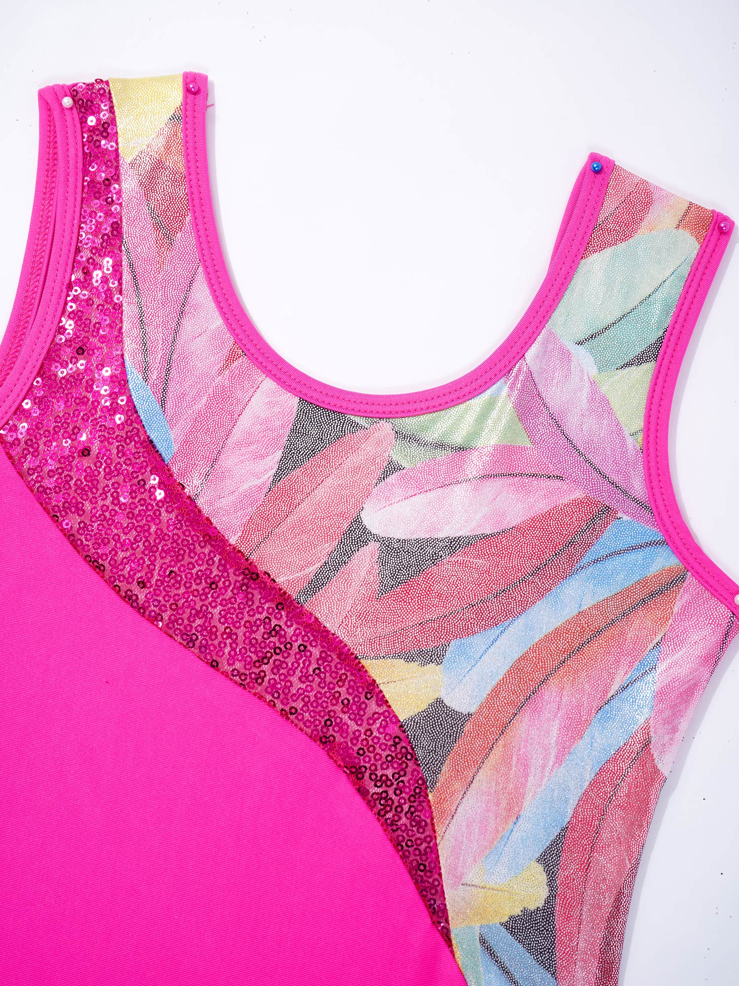 Combinaison de gymnastique pour filles, justaucorps une pièce, sans manches, paillettes, Patchwork, danse de Ballet