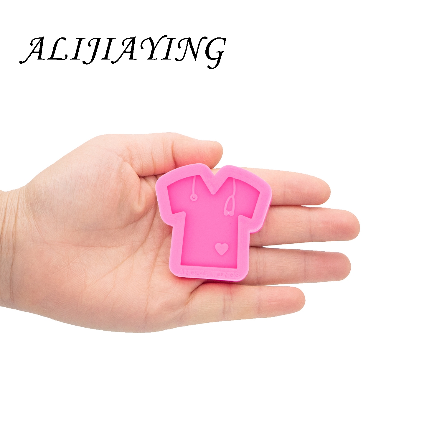 Shine Inside Grippie Nurse Scrub Silicone Mould T-shirt Epoxy Craft Molds Clay Resin DIY for Badge Reel DY0332: DY0332 Pink