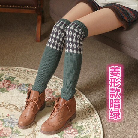 Patrón Arygle, Calentadores De piernas, lana tejida, Calentadores De lana, calcetines De arranque, Calentadores De Pierna para Mujer, Tricot Femme Long 1 par: 1
