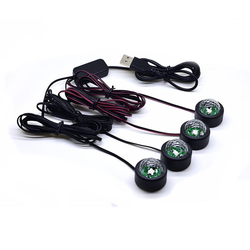 4 en 1 luces LED de ambiente para coche colorido RGB Interior suelo luces en pies Universal Auto USB decorativo lámpara de ambiente coche estilo: Default Title