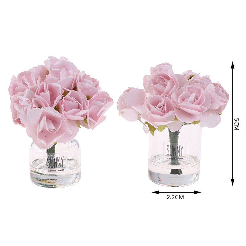1/12 puppenhaus Miniatur Rosa Rose Glas Flasche Blume Anordnung Wohnkultur