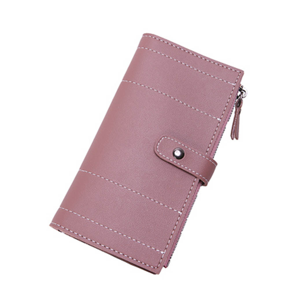 Vrouwen Portefeuilles Retro Lange Streep Lederen Portemonnee Portemonnee Kaarthouders Handtas: pink