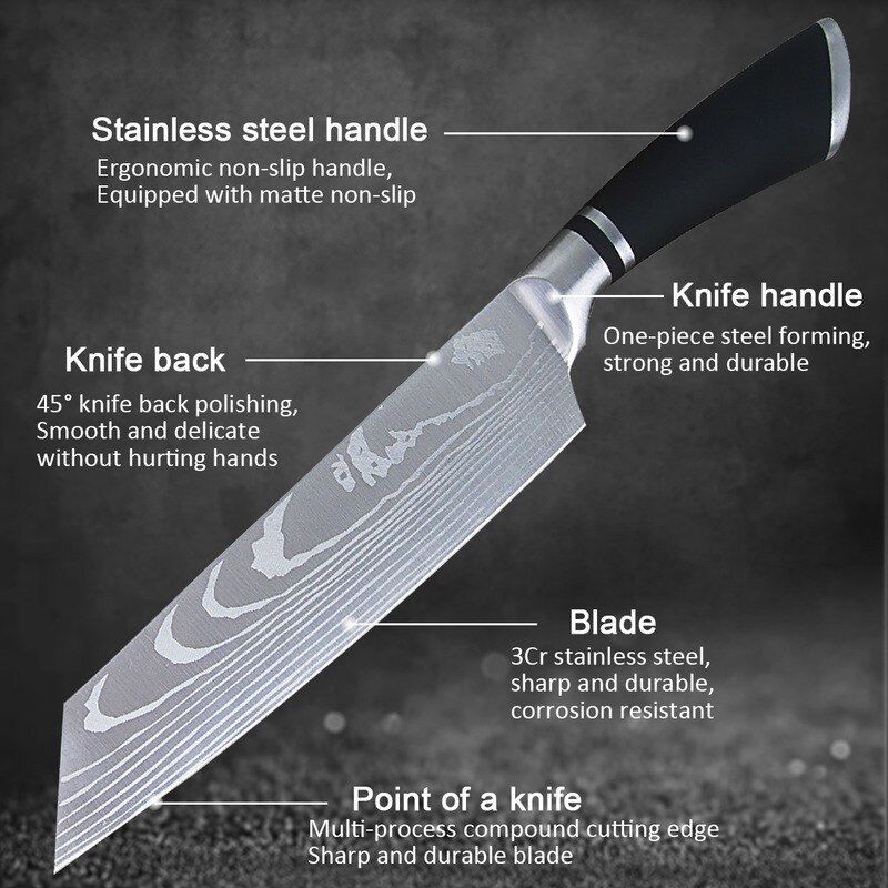 Chef Knife 8 Inch Damascus Chef' Knife Japanese Knife Stainless Steel Kitchen Tool Santoku Meat Cleaver Cooking Kitchen Knife