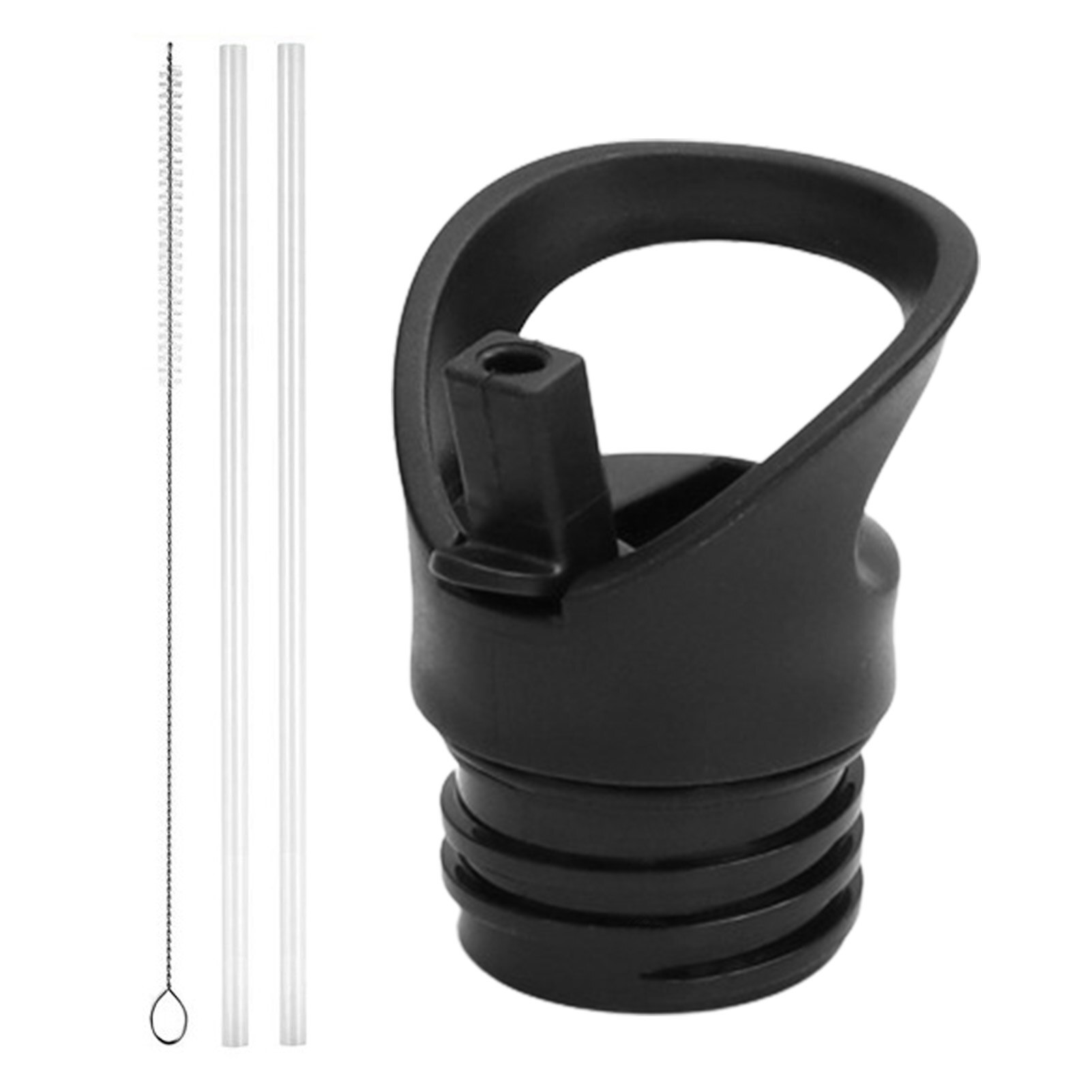 Couvercles de paille à large bouche pour hydroflacon, couvercle de bouteille d&#39;eau 12-64Oz, comprend 2 couvercles étanches, 4 pailles, 2 brosses à paille: B