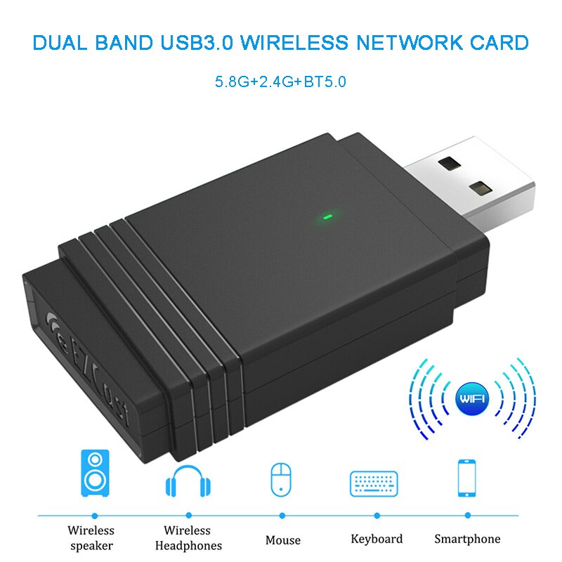 bluetooth 5.0 2.4GHz/5GHz Wi-Fi Wireless Adapters Multi-functional 1200Mbps USB 3.0 Adapters Receiver