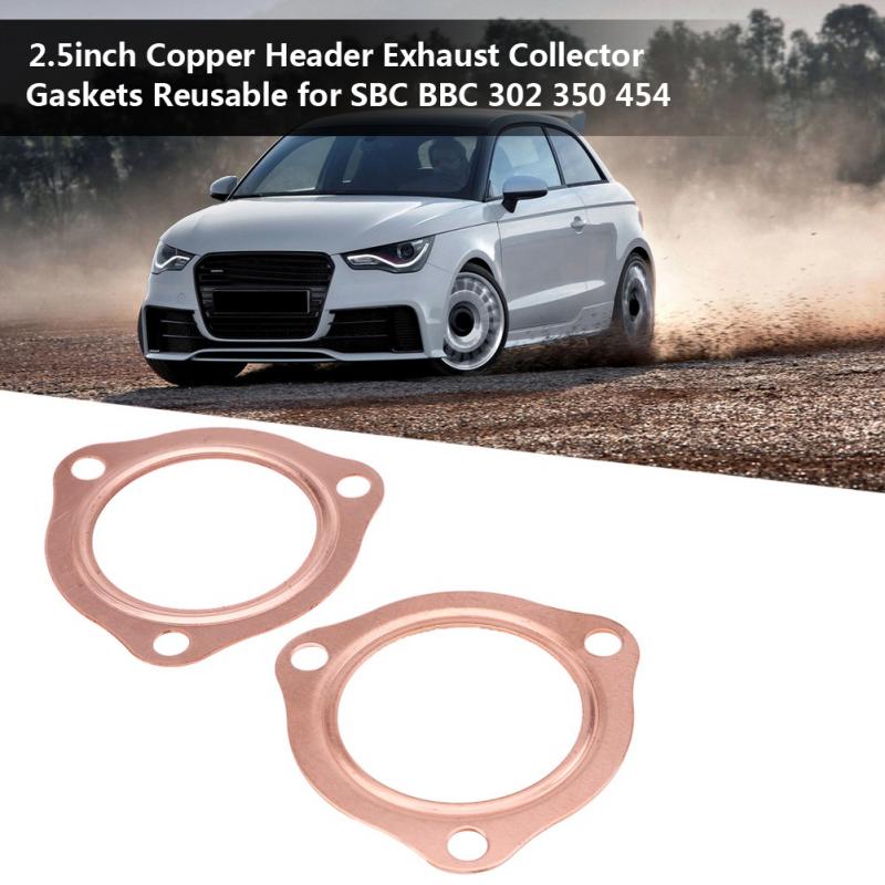 For SBC BBC 302 350 454 2pcs 2 5inch Copper Header Exhaust Collector Gaskets Reusable Exhaust Gauges