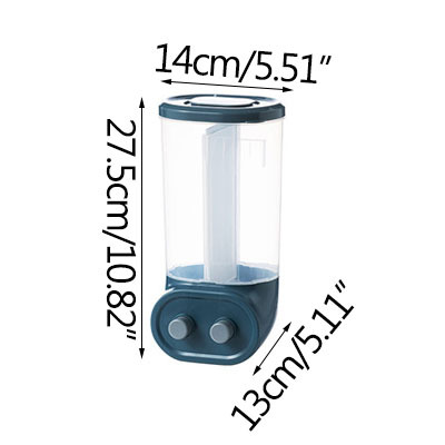 Kitchen Containers Cereal Dispenser Wall-Mounted Sealed Food Storage Containers Grain Dispenser Food Can Home Cereal Container: 2 grids blue