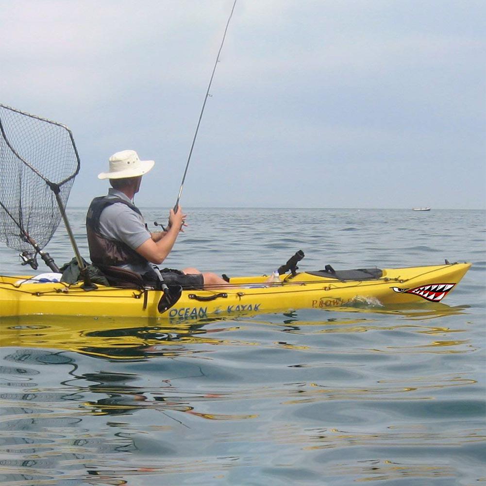 HobbyLane 2PCS Waterdichte DIY Grappig Roeien Kajak Roeiboot Haaientanden Accessoires Mond Sticker Vinyl Decal Sticker Voor Label