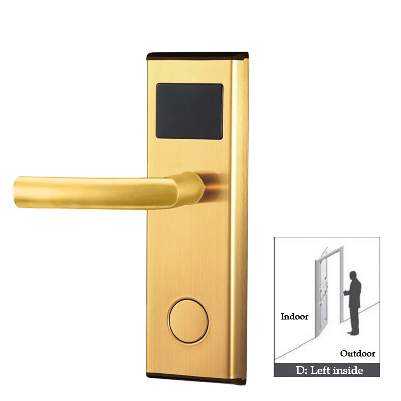 hotel door access system digital Electric intelligent Electronic hotel key card door lock: Golden left inside