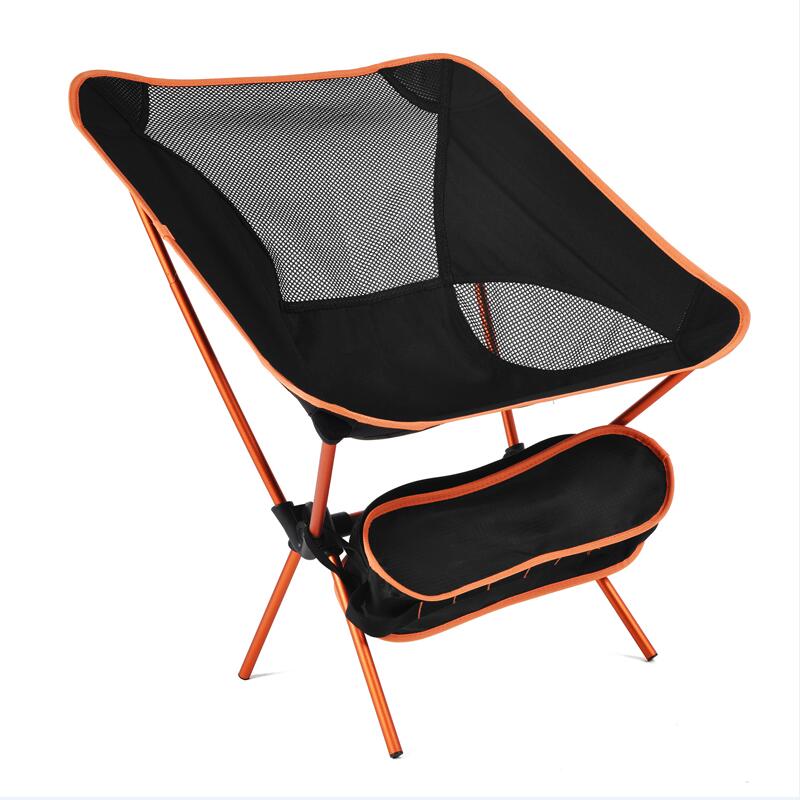 Udendørs bærbar sammenklappelig måne stol fiskeri camping bbq skammel foldning udvidet vandretur sæde havekontor hjem møbler: Orange