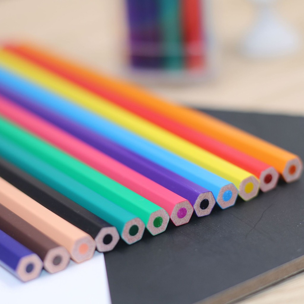 12 Color Barreled Small Pencil Fine Frawing Sketch Writing Drawing Pencil Case Mini Stationery #y3