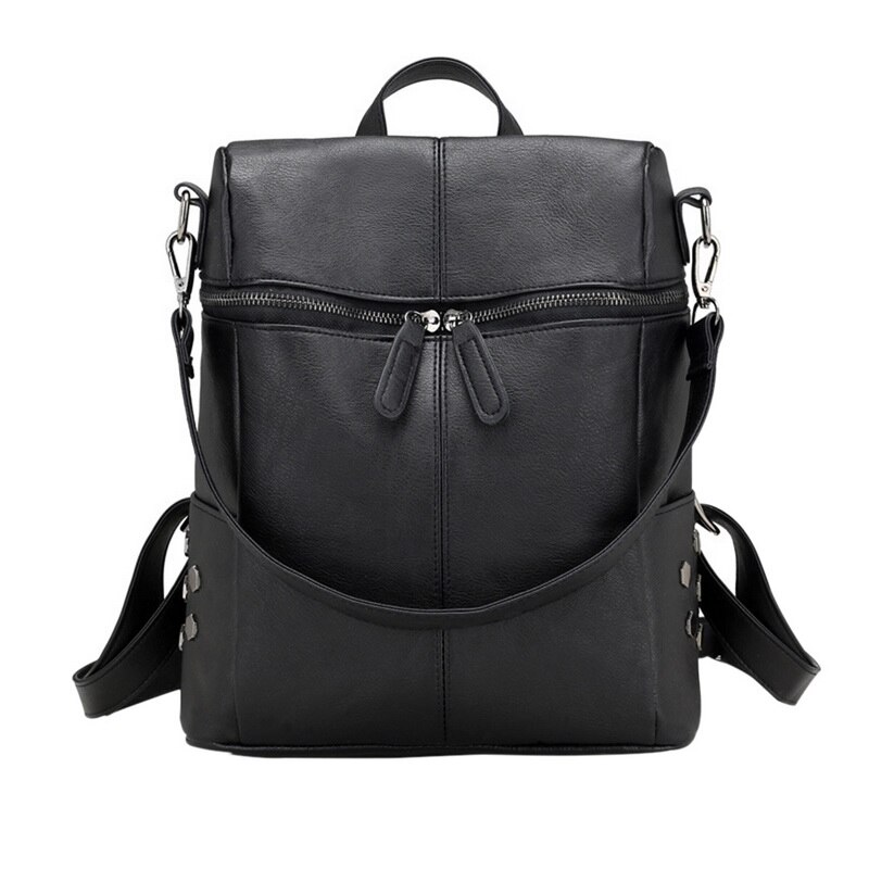 ¡Novedad de ! Mochila de piel sintética para mujer, bonita Cartera horizontal a la , bolso de viaje, bolso de almacenamiento a la , mochilas para mujer: black2