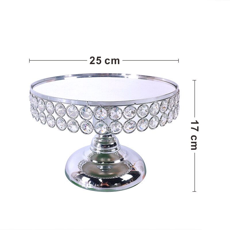 Zilveren Spiegel Metalen Ronde Cake Stand Bruiloft Verjaardag Party Dessert Cupcake Voetstuk Display Plaat Home Decor: 25cm