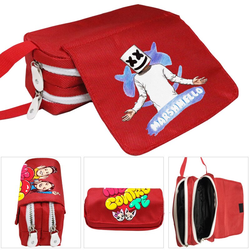 Lady Cosmetic Bag Girls Big Pencil Pouch Me Contro Te Pencil Case Oxford Cloth Double-layer Pencil Bag for School Student Boys: red 1