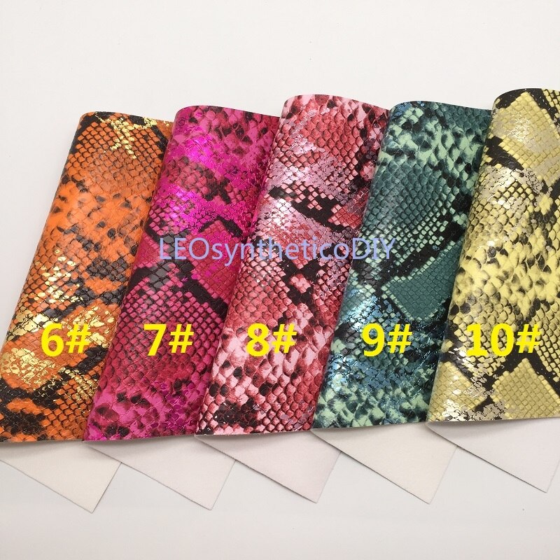 Tela metálica de piel sintética de serpiente, hojas de cuero sintético, para hacer lazos, R2033A, 21x29cm, 1 unidad