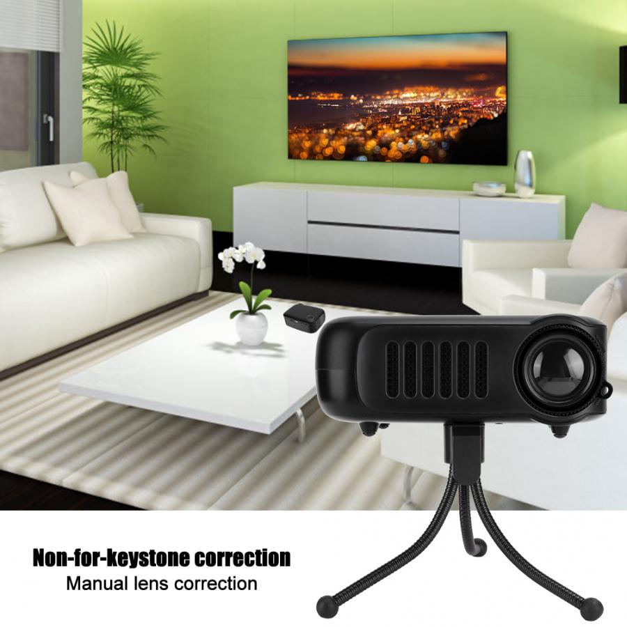 Mini Portable Projector Household Projectors 320*240 Resolution with 2-Inch LCD Screen 1000: 1 Contrast Max Support 1080P