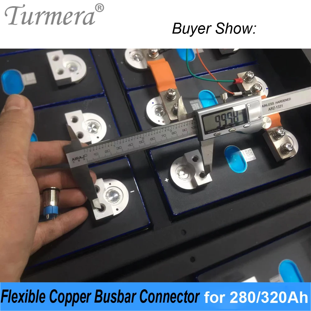 Turmera 12V 24V 48V Lifepo4 Batterie flexibel Sammelschiene Kupfer Verbindungsloch zu See 80mm 2mm 400A Pro 280Ah 320Ah Lifepo4
