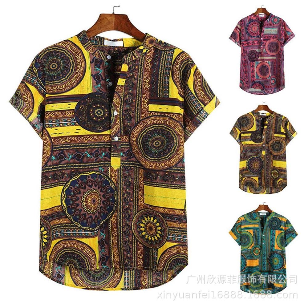 Men's Hawaiian Shirt Summer Beach Sleeve Top Male Casual camisa masculina Printed Loose Beach Shirts Plus Size 3XL