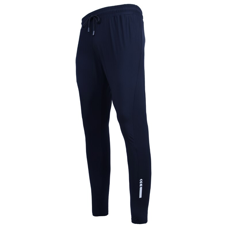 Man joggingbukser lynlås reflekterende fodbold sport træning gym joggingbukser slim work elastik talje lette tynde cool bukser: Mørkeblå / M