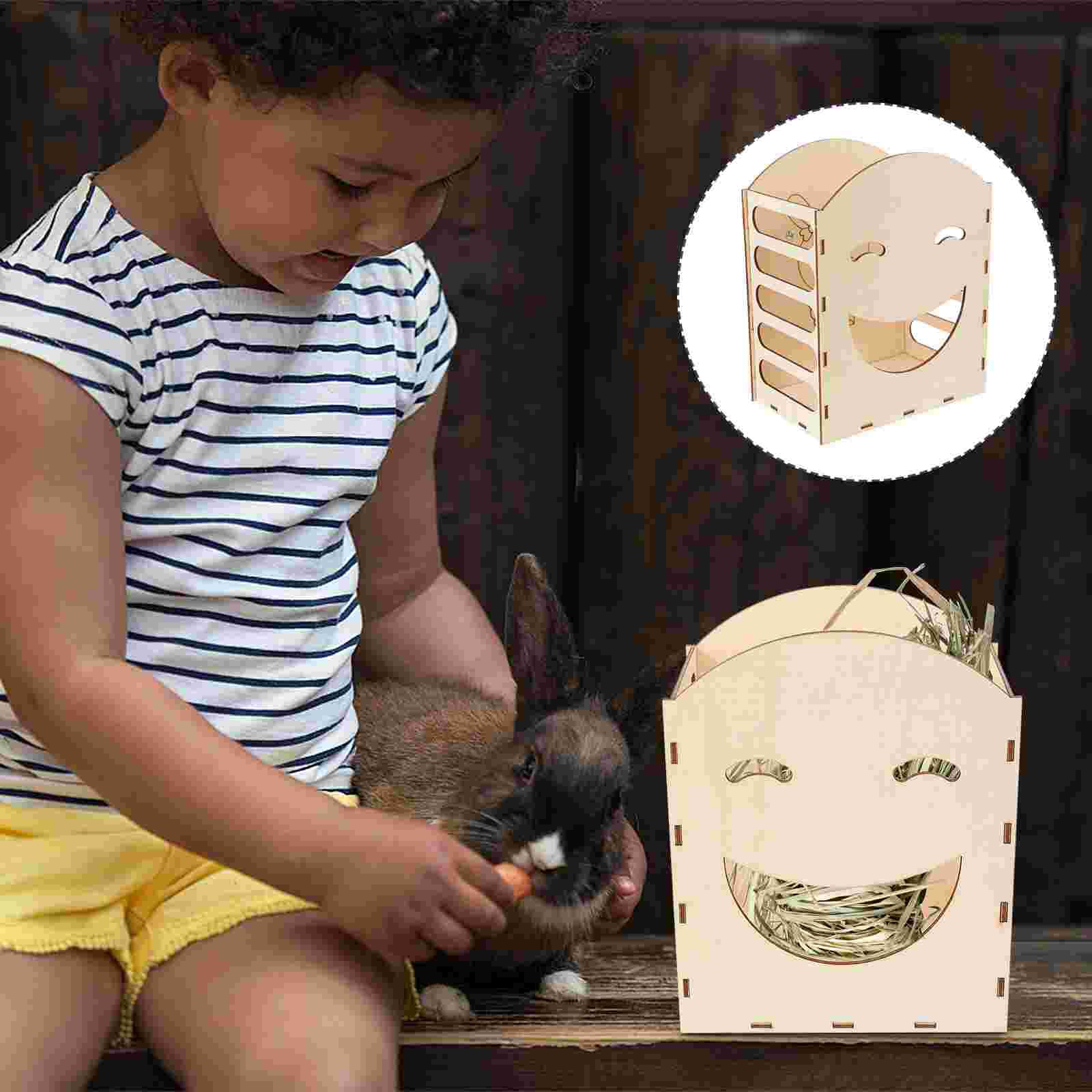 Rabbit Hay Feeder Rack Wooden Bunny Hay Feeding Ra... – Vicedeal