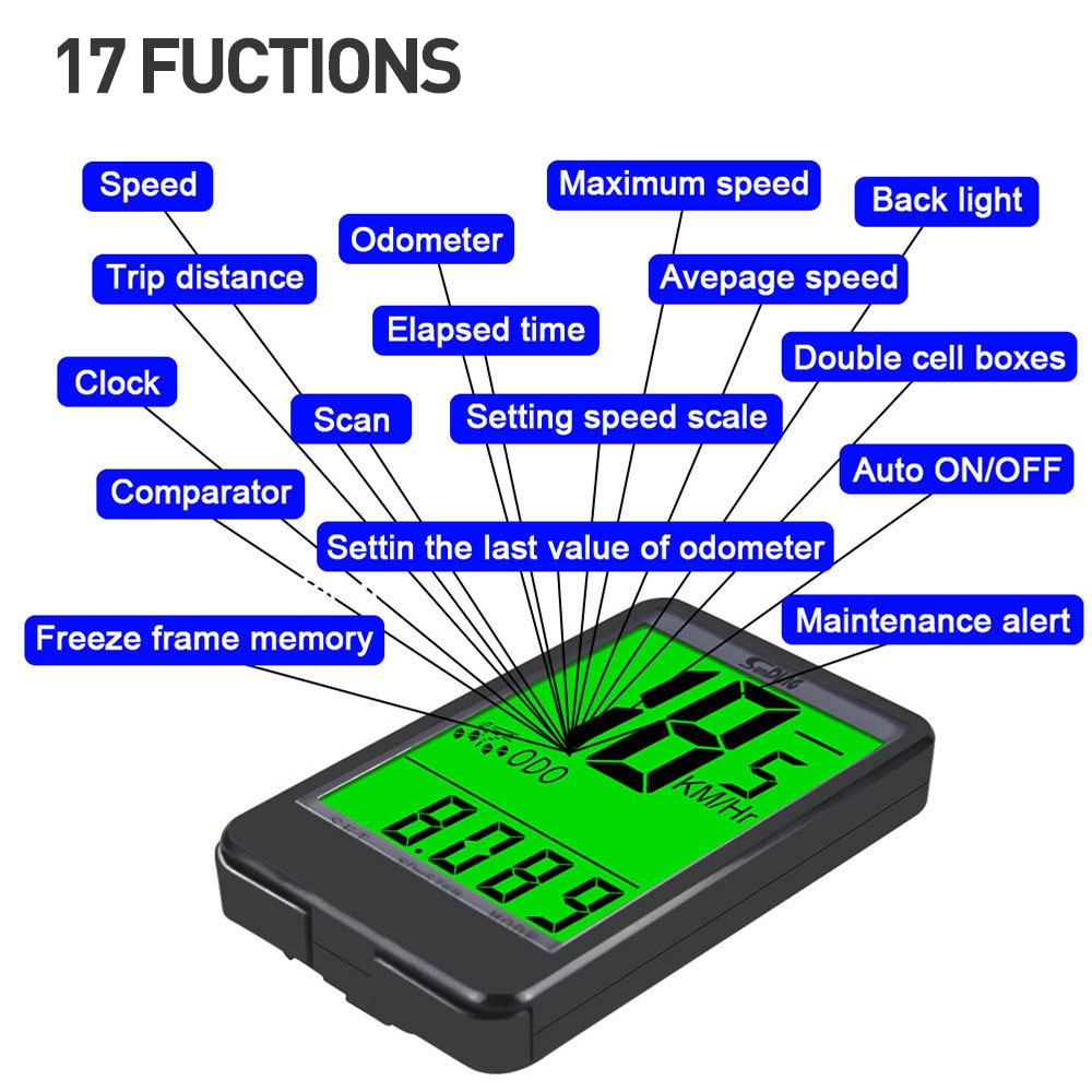 Bicycle Speedometer Digital Bike Computer Smart Back Light Multifunction Waterproof Big Display Sports Wireless