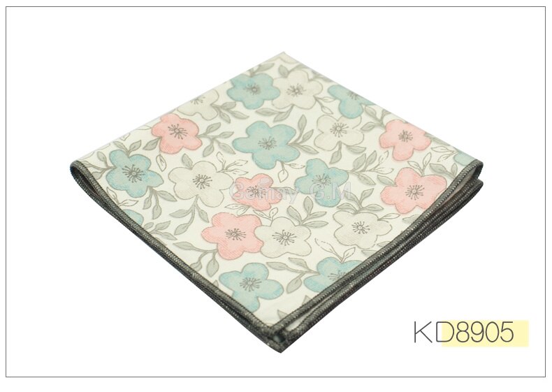 Merk casual heren katoenen zakdoeken geweven bloemenprint pochet heren bruiloft feest zakdoek zachte handdoeken zakdoek: Kd8905