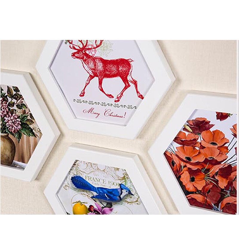 Sales Hexagon Photo Frame Wood Creativity Photo Frame Wedding Hanging Home Decoration Wall Picture Frame Living Room Decor