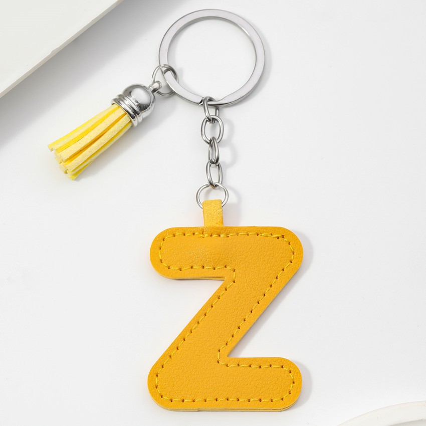 26-Fasen-Schlüsselanhänger mit englischem Buchstaben, PU-farbiges Leder, Quaste, Schlüsselanhänger, Anhänger für Damen, Taschenanhänger, , ein Freunde