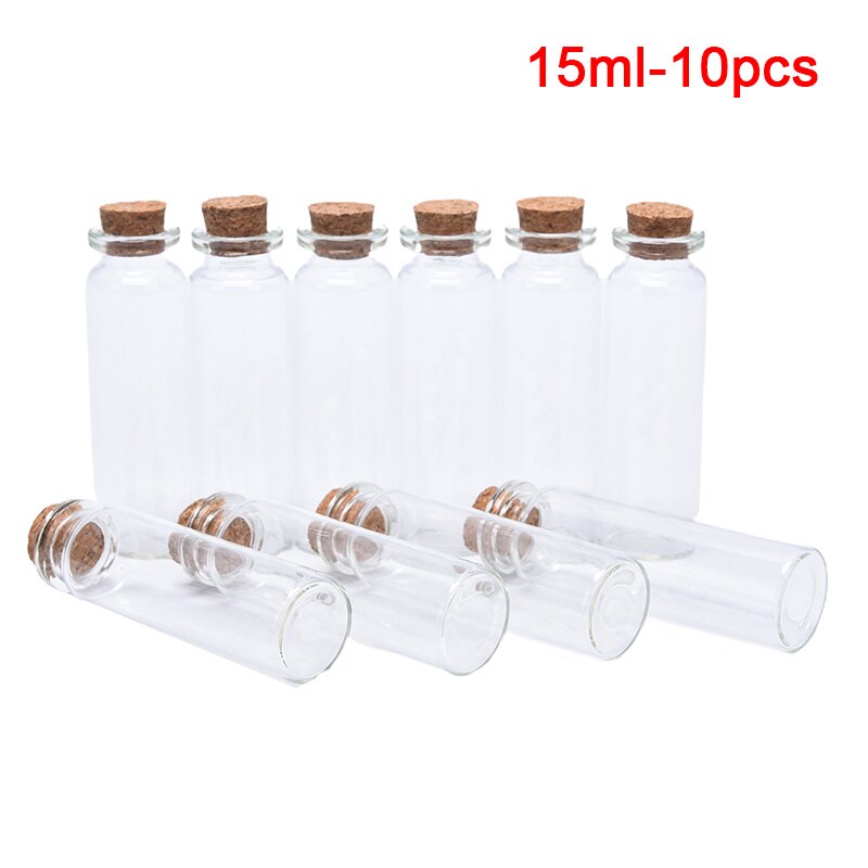 10Pcs 5/8/10/12/15/20ml Christmas Wish Bottles Small Empty Clear Cork Glass Bottles Vials For Wedding home Decor: 22x70 15ml