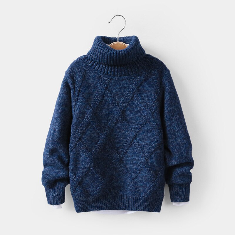 Suéter de cuello alto para niños, cárdigan de manga larga, cálido, uniforme escolar, invierno,: Blue / 5