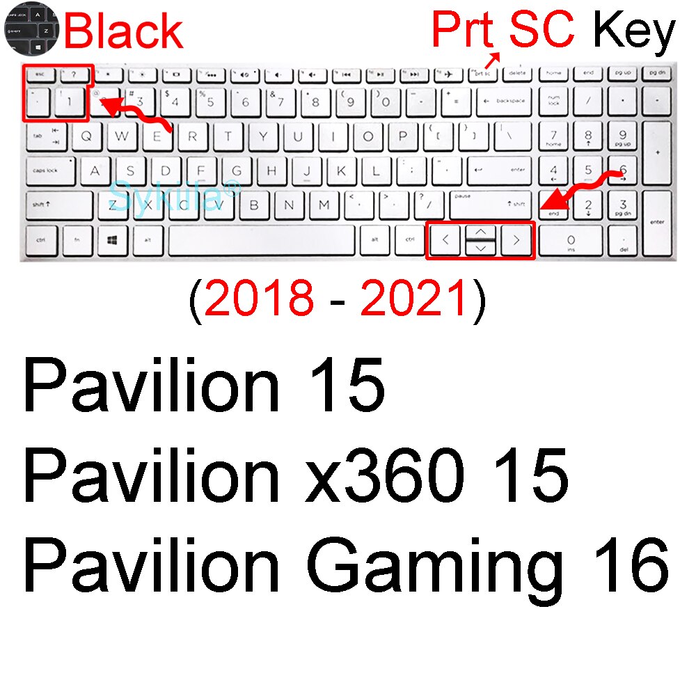 Cubierta de teclado para HP Pavilion 15, funda protectora de silicona, Accesorios para ordenador portátil, CB 15-CC 15-CD 15-Ck 15-CX 15-AB 15-AU: Black 2018-2021