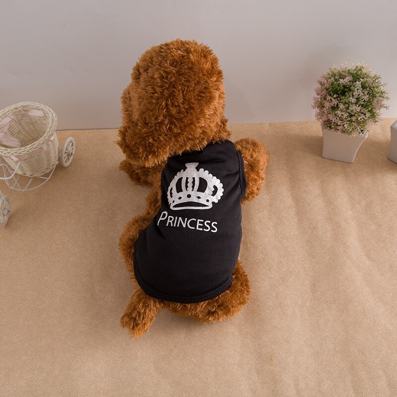 Hundevest t-shirt chihuahua lille kat kæledyrstøj ropa de verano para perros sommer krone trykt hundetøj bedste