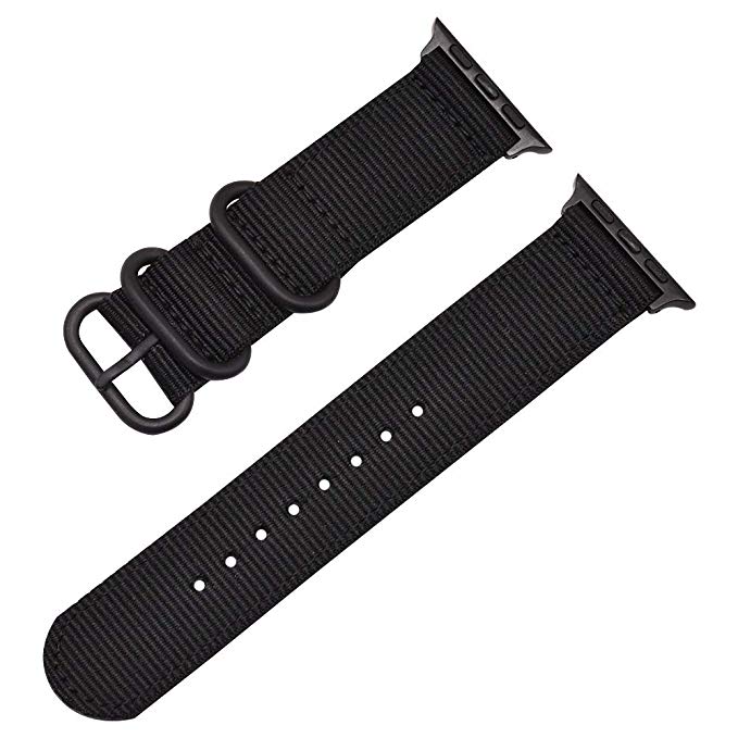 Cinta de náilon para apple watch 6 5 4 se 40mm 44mm tecido pulseira para iwatch série 6 5 4 3 2 1 esporte respirável 42mm 38mm faixas: All black / 42mm or 44mm