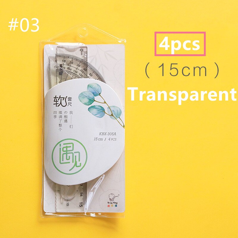 4PCS Protractor Students Maths Geometry Triangle Rulers Set Office Bookmark Drawing School Supplies for child: 03