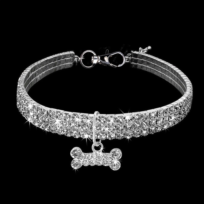 Strass Halsband Puppy Chihuahua Huisdier Halsbanden Kristal Huisdier Halsbanden Leash Voor Small Medium Honden Accessoires Sml roze Blu