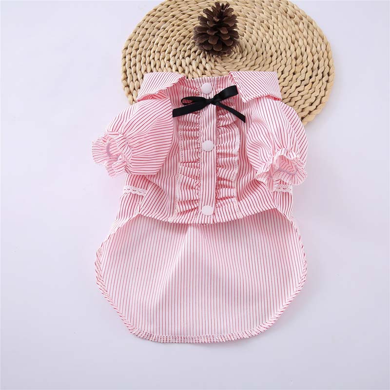 MISS DOGGY vêtements chien chiot pour femmes | Vêtements à rayures de Style occidental pour animaux de compagnie, costume de chat à grille t-shirts manteaux d'été pour chiens 10E: pink stripe / XXL