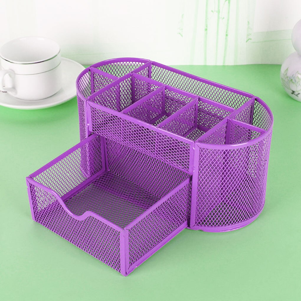 Trieur de bureau multi-fonctionnel 9 tiroirs, en métal maillé, pot à stylo, boîte de papeterie, boîtier, fournitures scolaires, accessoires