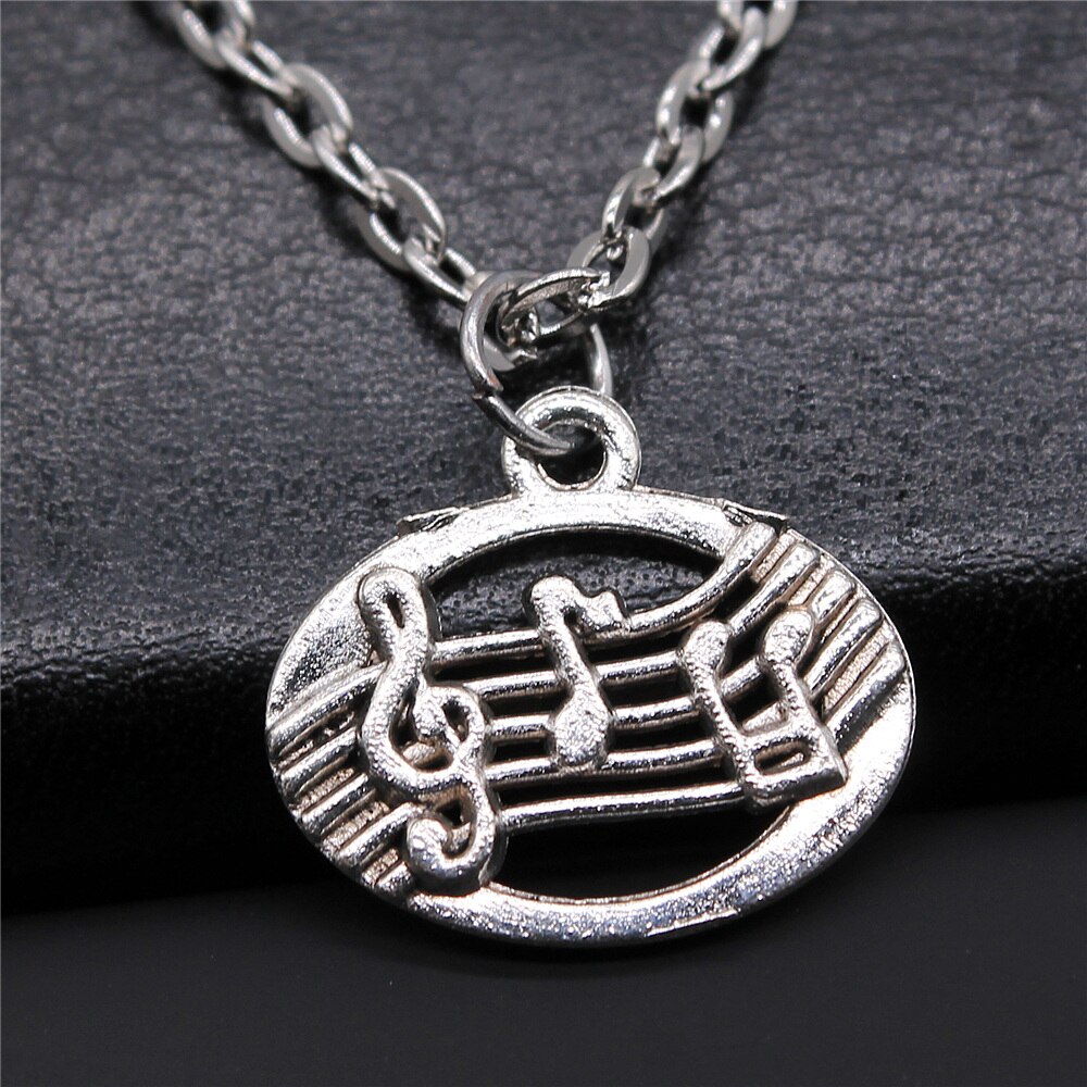 Musical Jewelry For Women Men Girl Boys Musical Note Microphone Drum Guitar Violin Pendant Necklace Antique Silver Color: N2-B11545