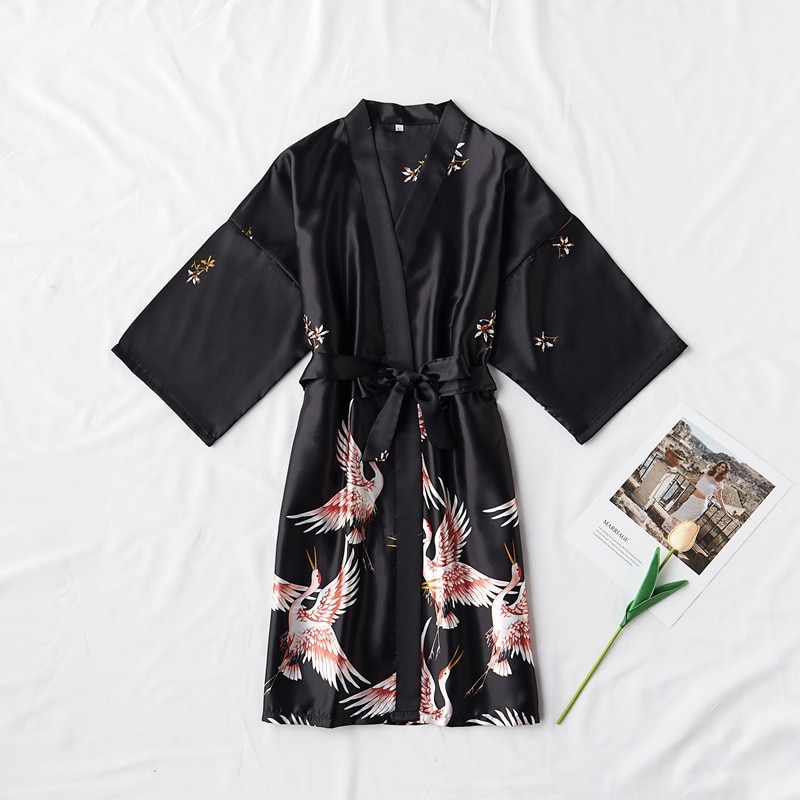 Mode Satijnen Gewaad Vrouwelijke Badjas Sexy peignoir femme Zijden Kimono Bruid kamerjas nachtkleding Nacht Groeien Voor Vrouwen