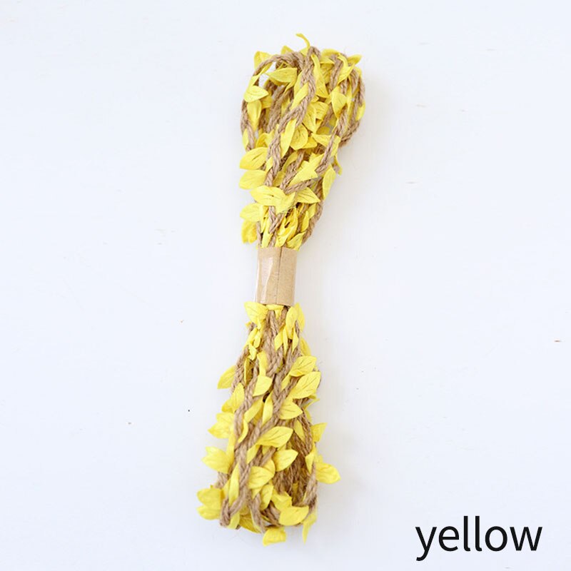 Rustic Simulation Green Leaves DIY Wedding Decor 10M Bouquet Packaging RopesMultifunction 5MM Weaving Hemp Rope: yellow