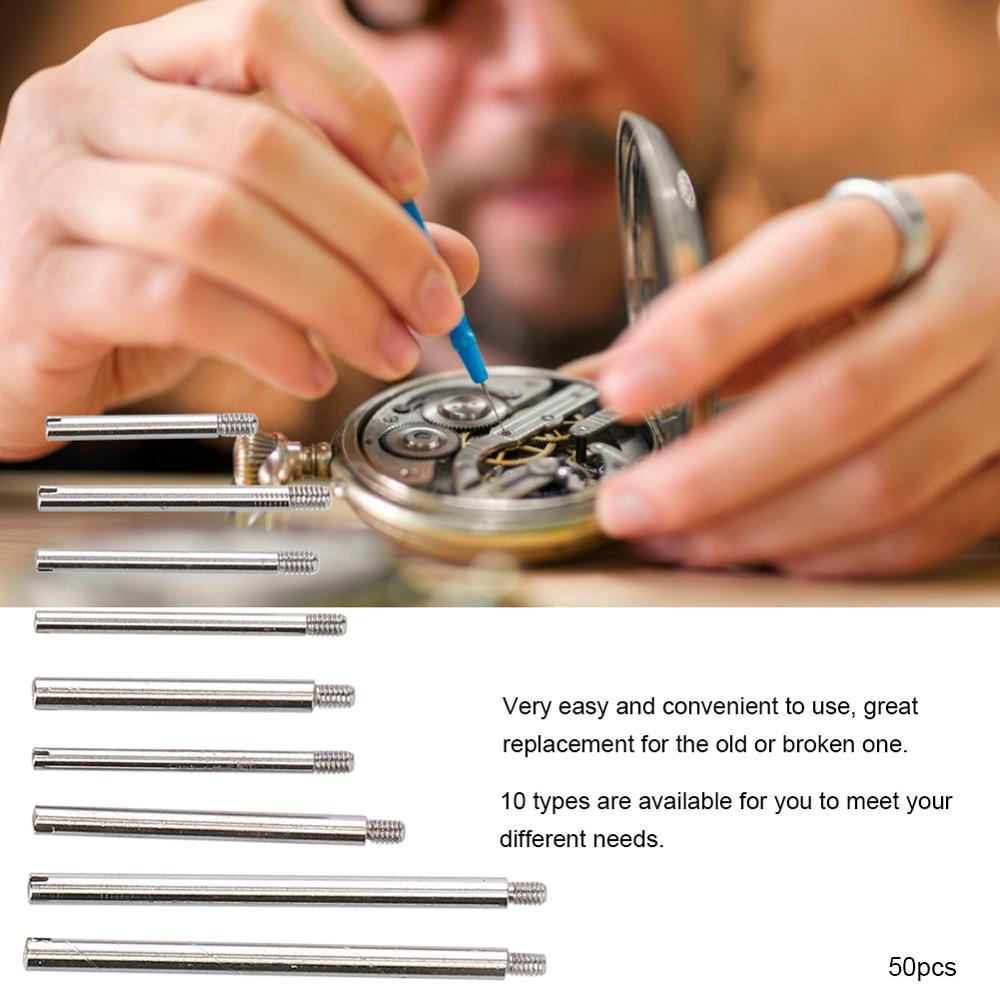 Juego de tornillos de correa de reloj de Metal con caja de almacenamiento, herramientas de reparación de reloj, accesorios, piezas para relojero, 50 Uds./100 Uds.