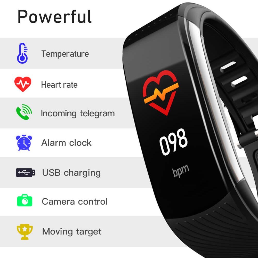 C6t kroppstemperatur smart armband klocka vattentät pulsmätare smartband armband fitness hälsa tracker smartwatch