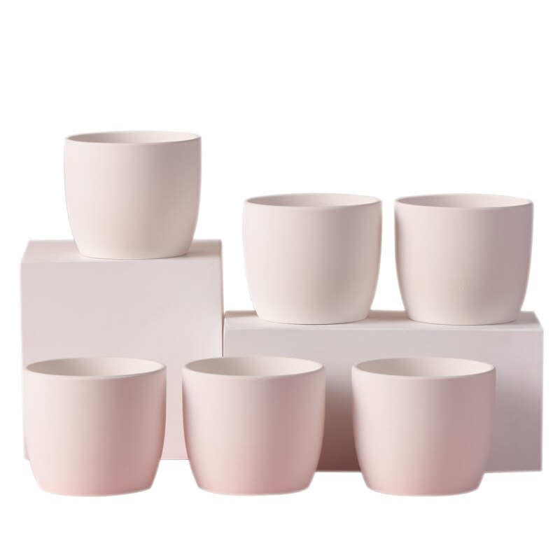 6pcs DIY Small White Flower Pot Plant Pot Clay Ceramic Pottery Planter Cactus Flower Pots Succulent Nursery Pots With Hole