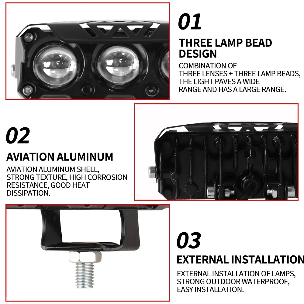 5LED Spotlight LED-striplicht Motorkoplamp hoog dimlicht gloeilamp lens Gemodificeerde lamp Extern licht motorfietsaccessoires