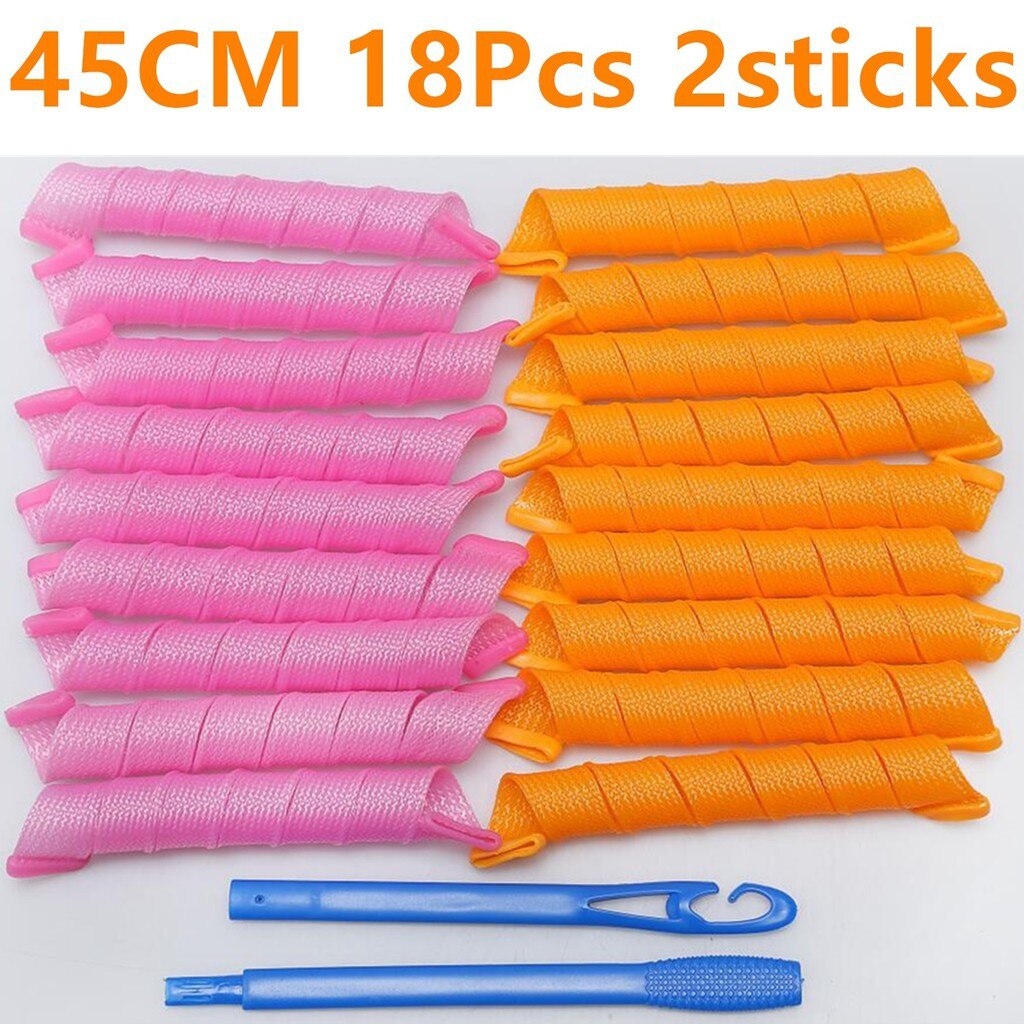 Hair Rollers Snail Shape Not Waveform 75CM 18Pcs 4 Sticks Spiral Round Curls Hair Curler Soft Hair Curler Bendy Hair Rollers DIY: 45CM 18Pcs 2sticks